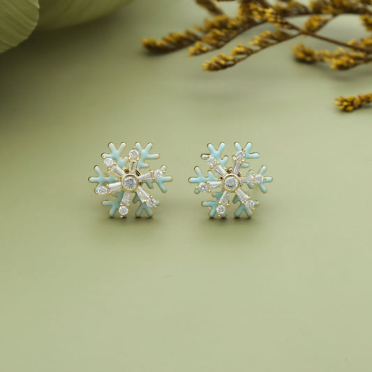 Snowflake Stud Earrings with Crystals for Women & Girls Elegant Winter Design