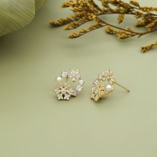 Sparkling Floral Wreath Earrings with Crystals