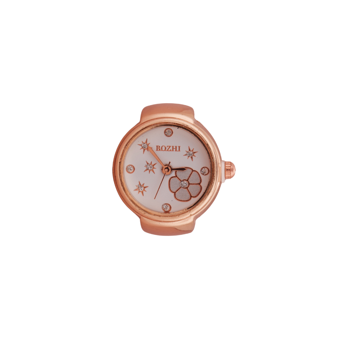 Elegant Floral Rose Gold Ring Watch – GC Premium Jewellery