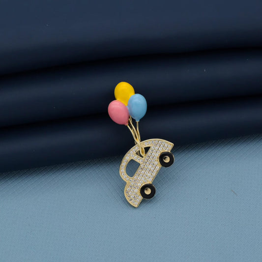Gold-Tone Car & Balloon Brooch Pin by GC Premium Jewellery