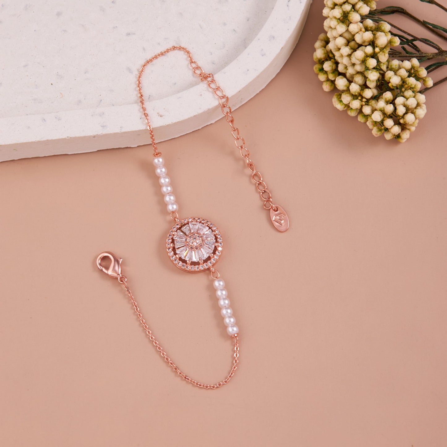 Pearl Charm Rose Gold Bracelet