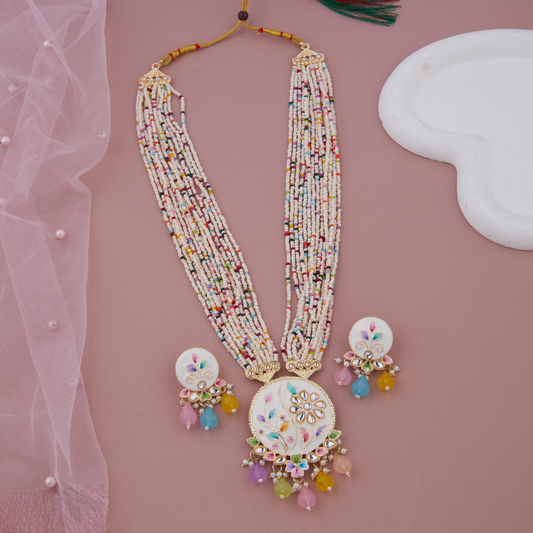 Multicolor Beaded Meenakari Necklace Set