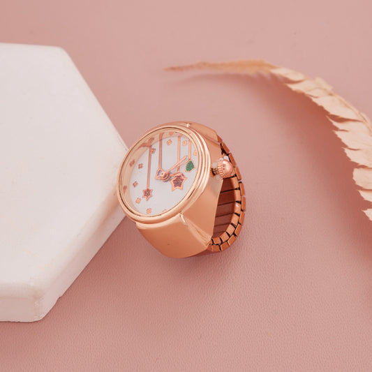 Rose Gold Ring Watch with Colorful Star Motif Dial – GC Premium Jewellery