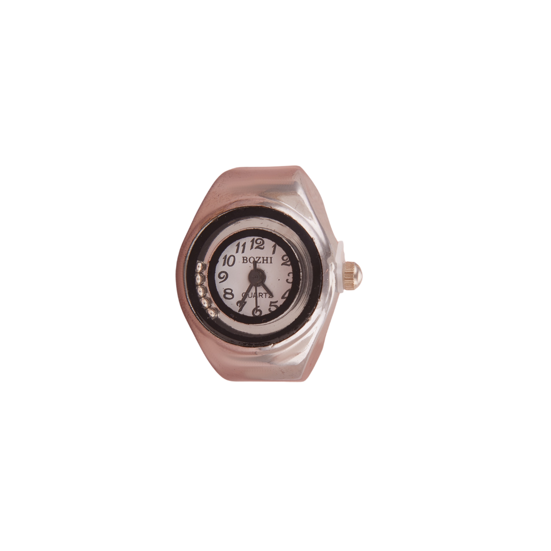 Stylish Silver-Tone Analog Ring Watch for Women