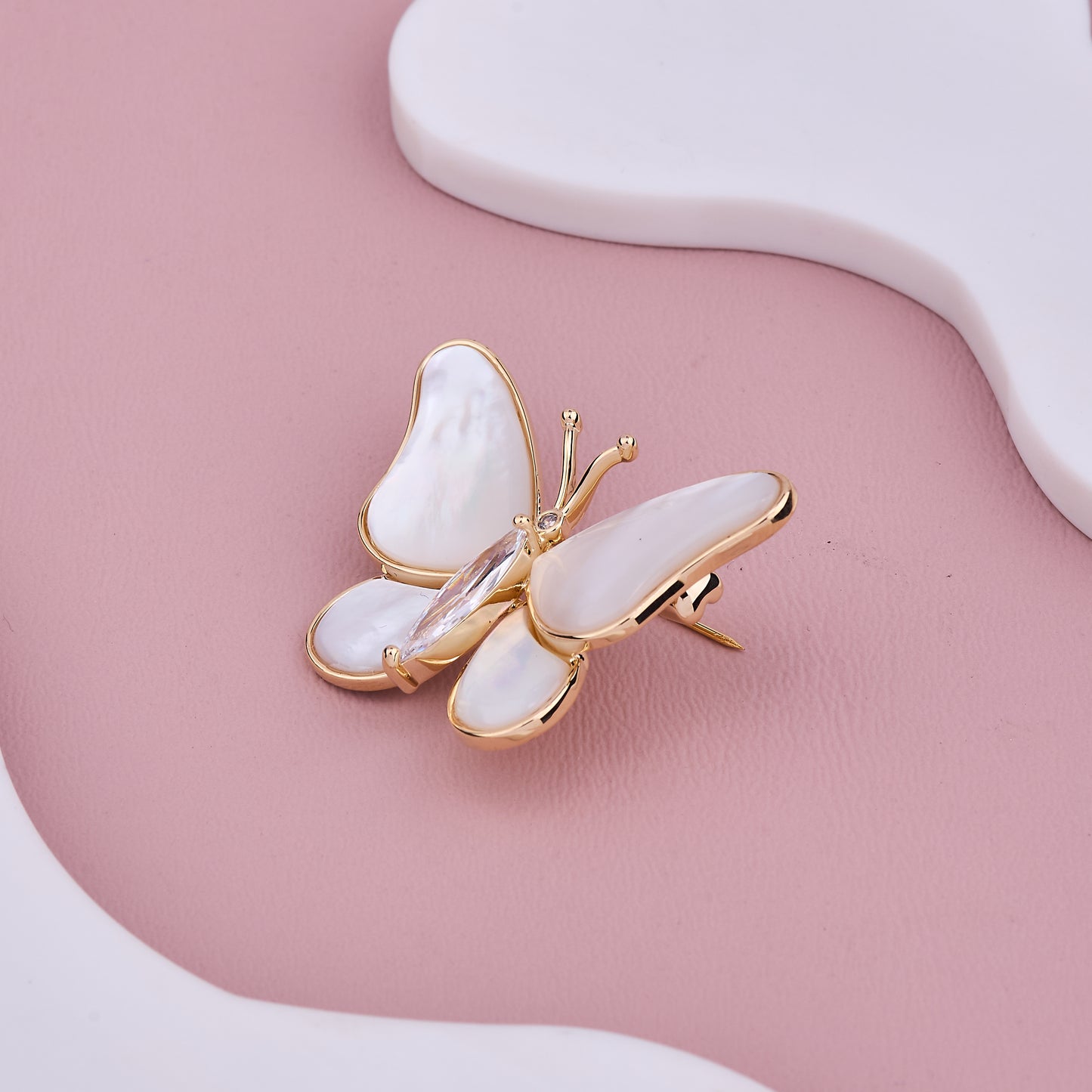 Elegant Pearl Butterfly Brooch