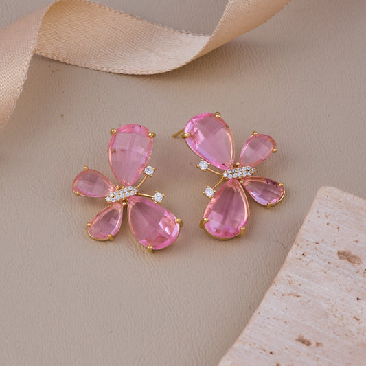 Lovely pink crystal butterfly earrings