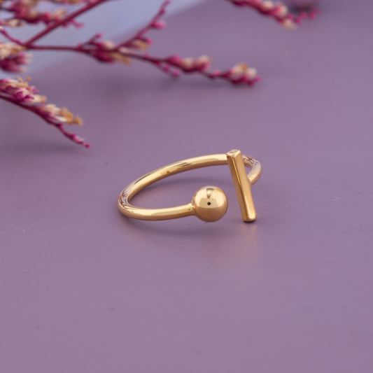 Gold Bar & Ball Ring