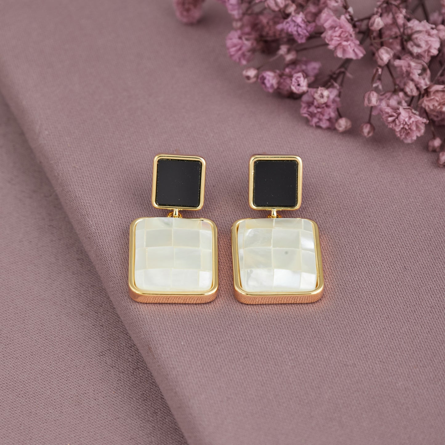 Elegant Earrings with Intricate Enamel Detailing