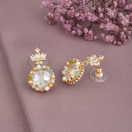 Floral Earrings with Gemstone Elegance