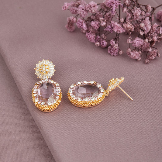 Gemstone Earrings with Floral Motifs