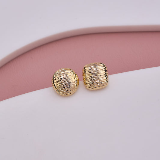 Textured Gold Square Stud Earrings