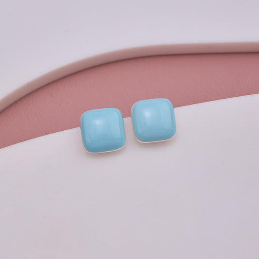 Sky Blue Square Stud Earrings