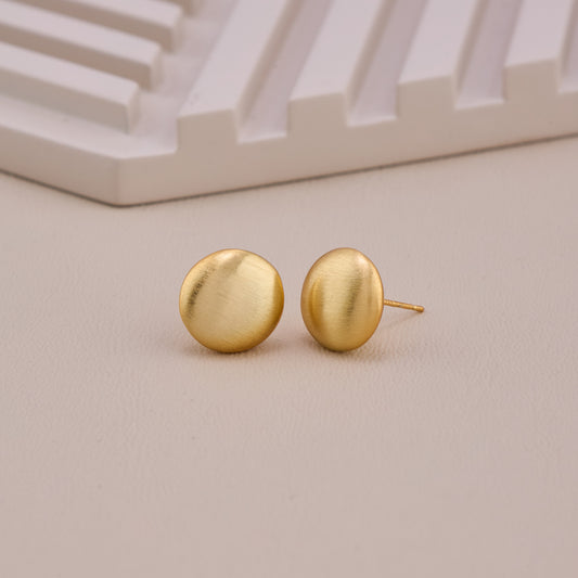 Matte Gold Round Stud Earrings