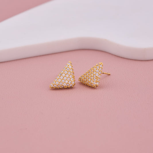 Gold Triangle Crystal Stud Earrings