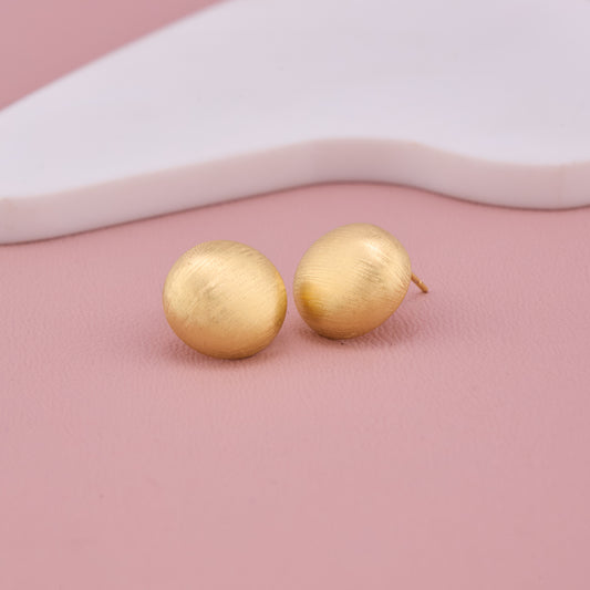 Brushed Gold Oval Stud Earrings