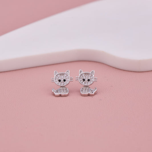 Crystal Cat Stud Earrings