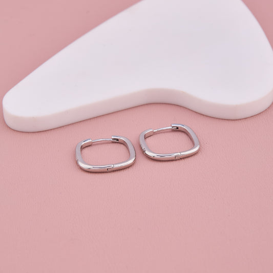 Silver Square Hoop Earrings