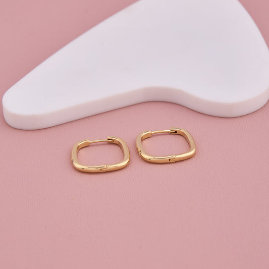 Gold Hoop Earrings with Single Stone Accent