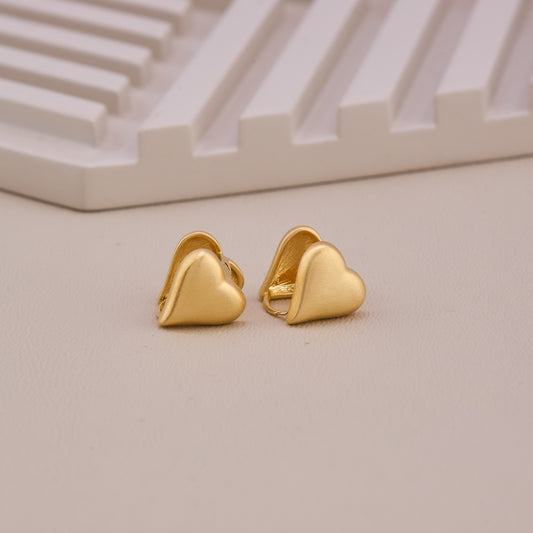 Matte Gold Heart Stud Earrings