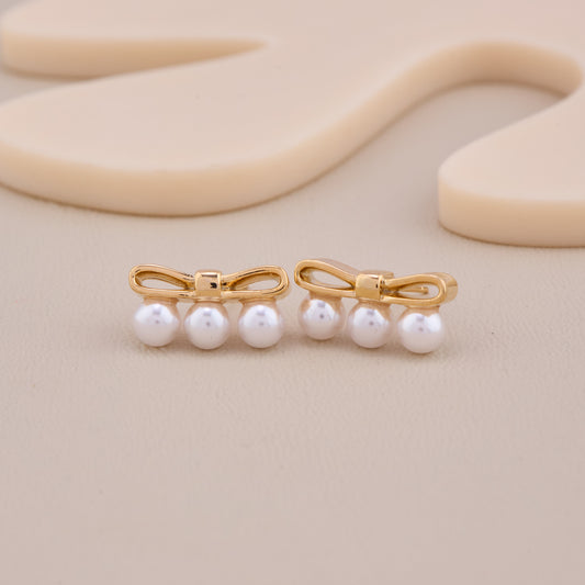 Pearl Bow Elegance Studs