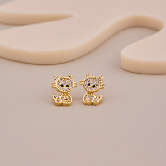Golden Kitty Sparkle Studs