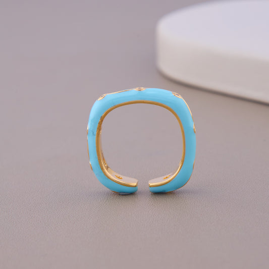 Turquoise Enamel Gold Ring