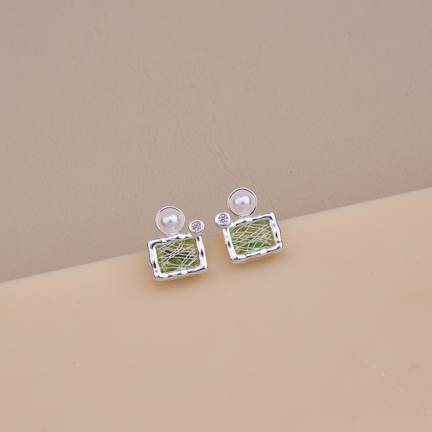 Modern Green Mosaic Earrings