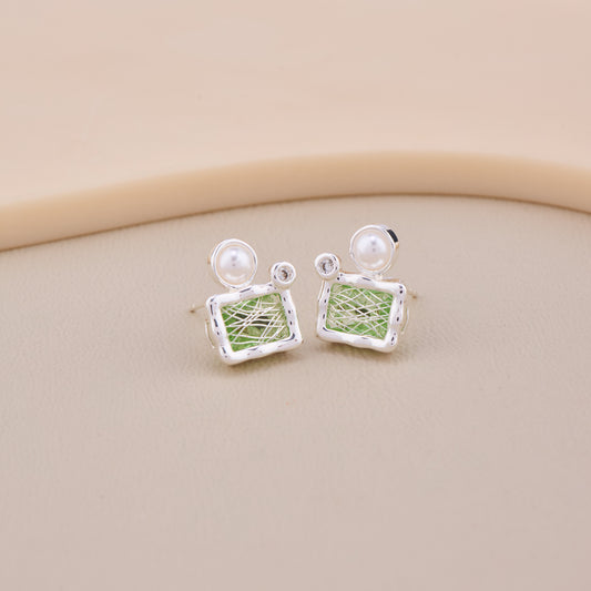 Modern Green Mosaic Earrings