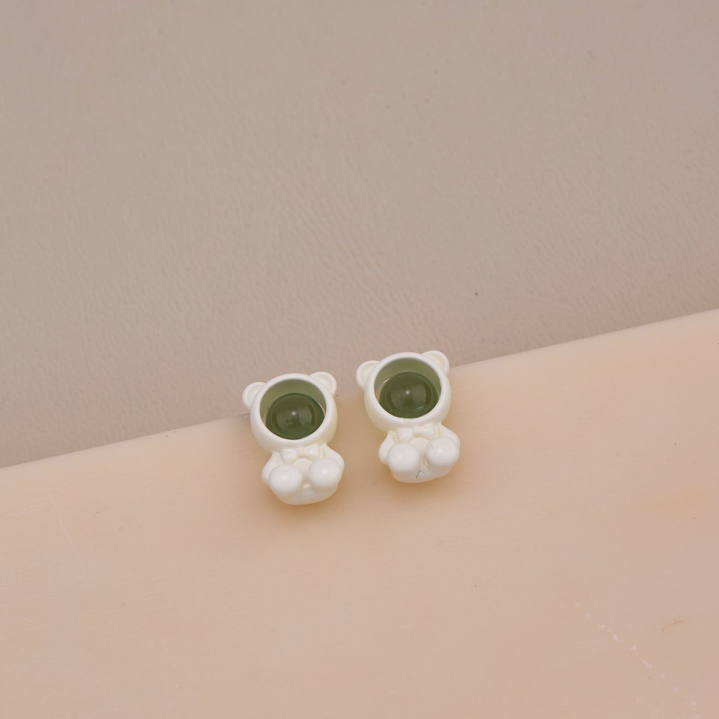 Green Gem Teddy Earrings