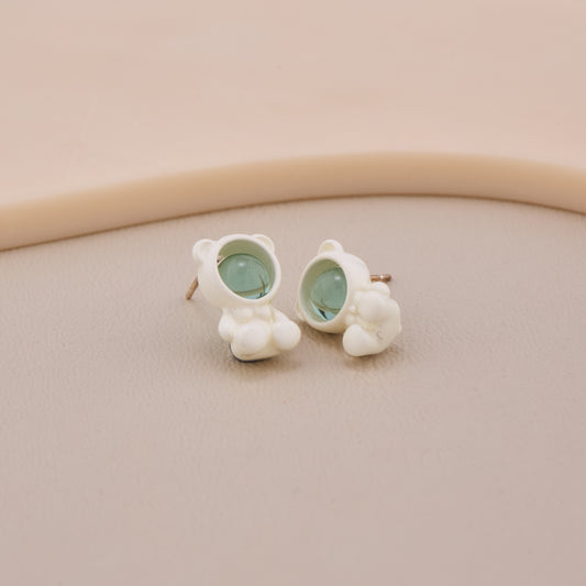 Green Gem Teddy Earrings