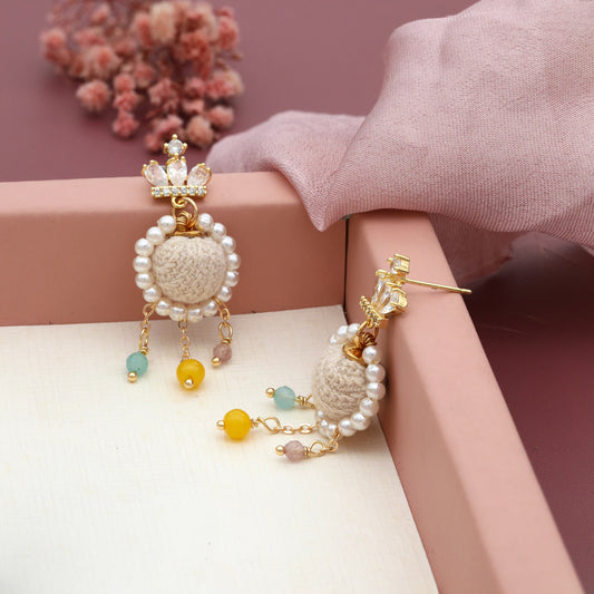 Elegant Earrings with Pearls, Gemstones & Beads