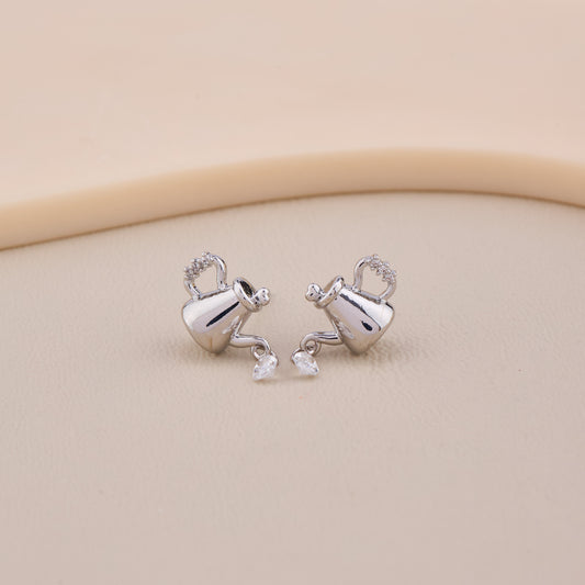 Silver Watering Can Drop Earrings