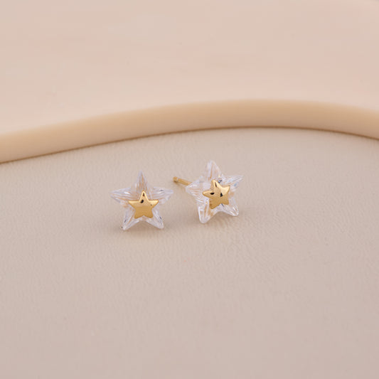 Golden Core Crystal Star Earrings