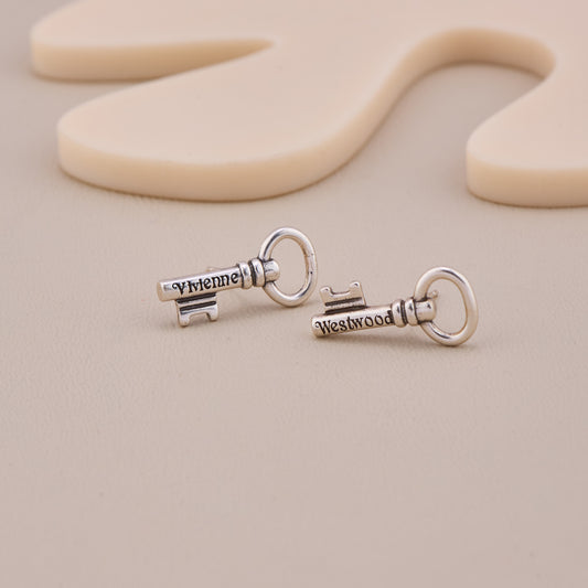 Vintage Silver Key Earrings