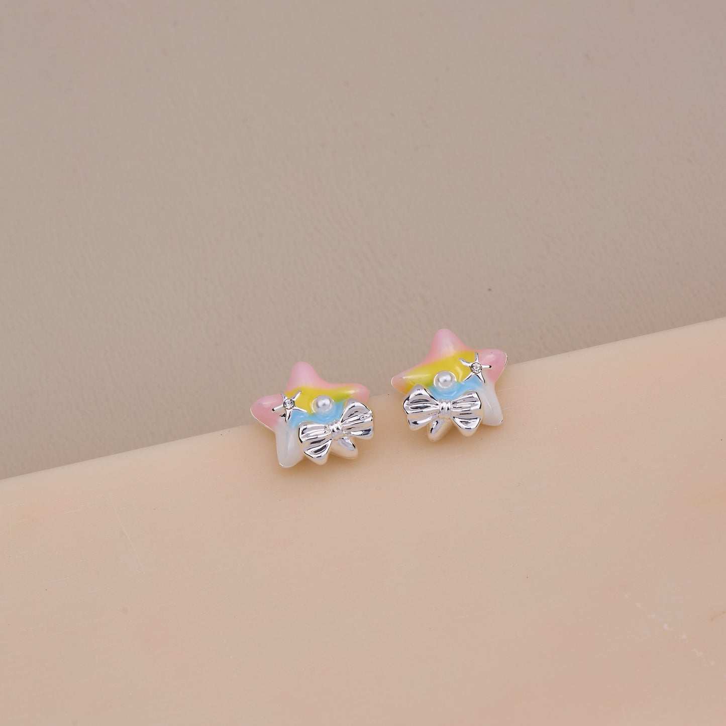 Rainbow Star Bow Earrings