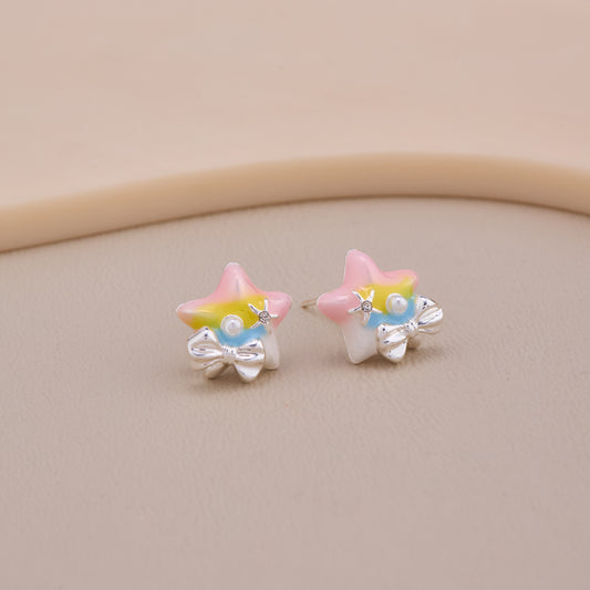 Rainbow Star Bow Earrings