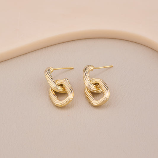 Textured Gold Link Drop Earrings