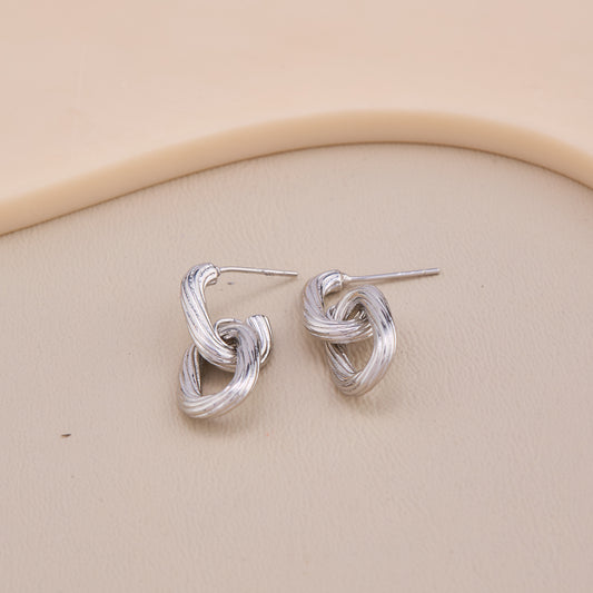 Silver Link Charm Earrings
