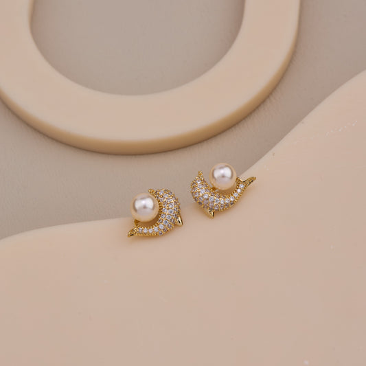 Celeste Pearl Crescent Studs