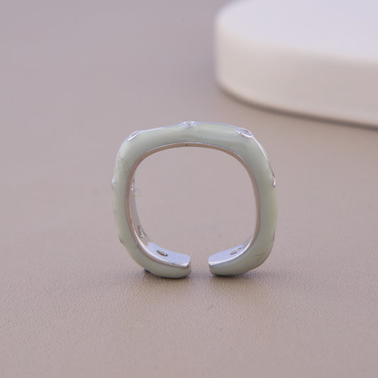 Mint Green Enamel CZ Ring