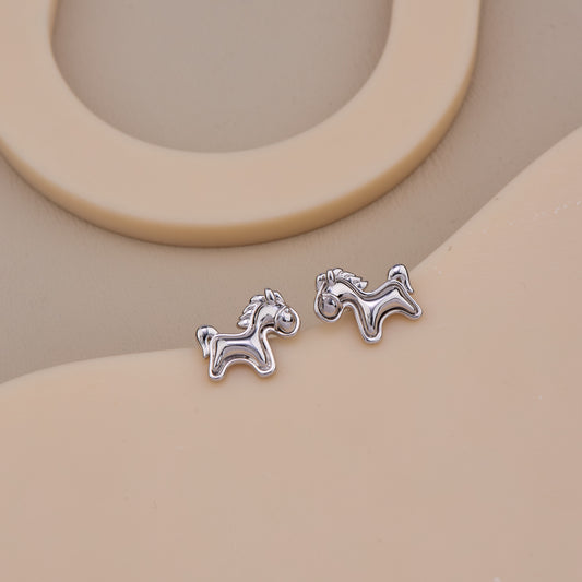 Silver Pony Charm Studs