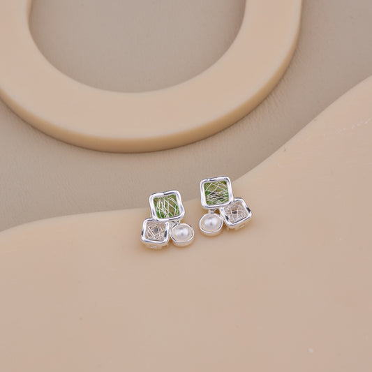 Pearl & Geo Weave Studs