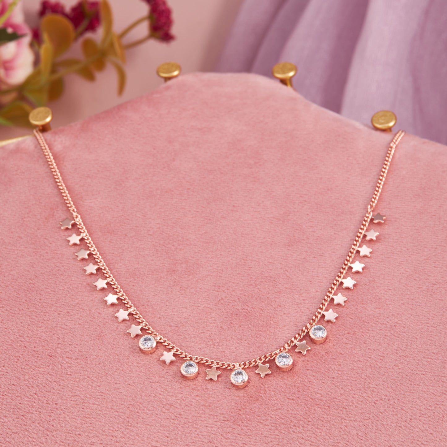 Rose Gold Star & Crystal Charm Necklace by GC Premium Jewellery