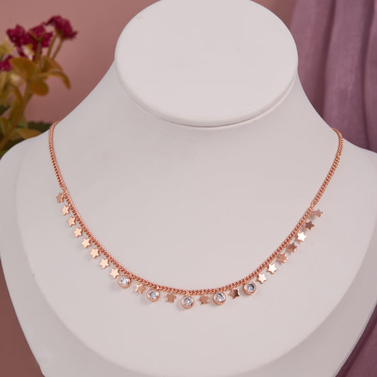Rose Gold Star & Crystal Charm Necklace by GC Premium Jewellery