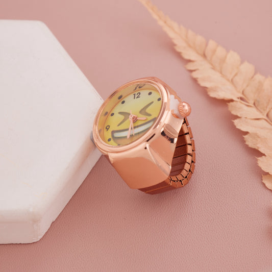 Rose Gold Emoji Dial Ring Watch for Girls & Women – GC Premium Jewellery