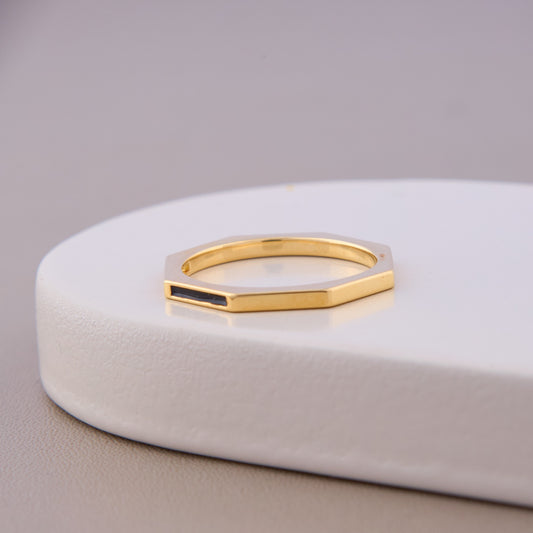 Geometric Black Enamel Ring