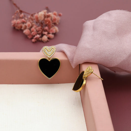 Elegant Black Gold & Diamond Earrings