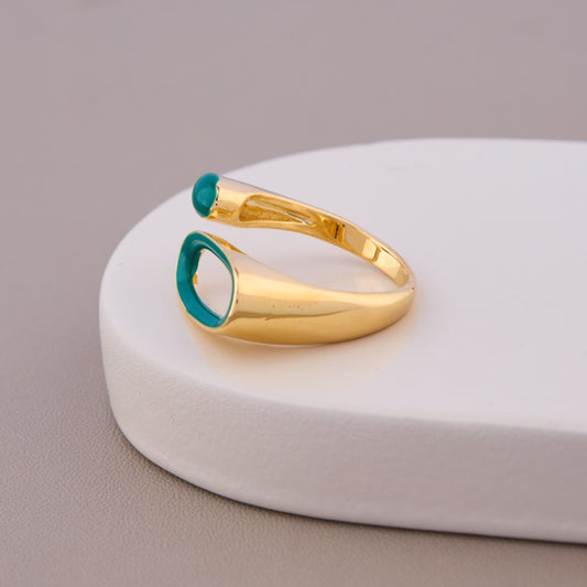 Green Enamel Open Band Ring