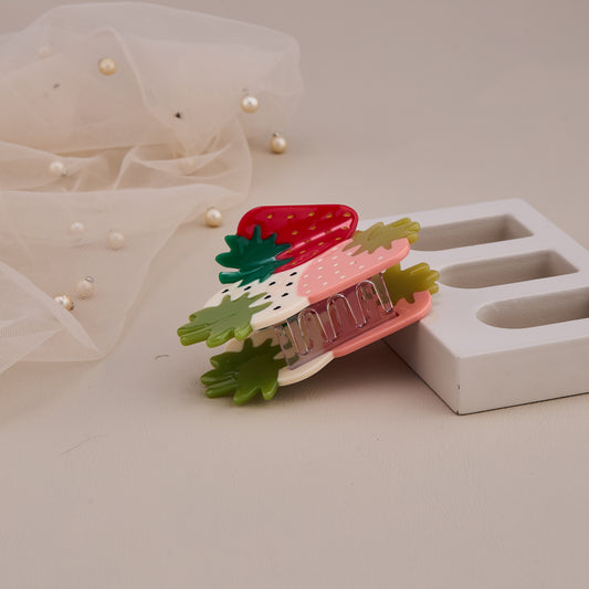 Triple Strawberry Hair Claw Clip