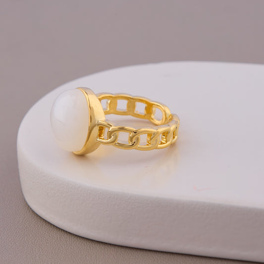 Classic White Stone Gold Ring